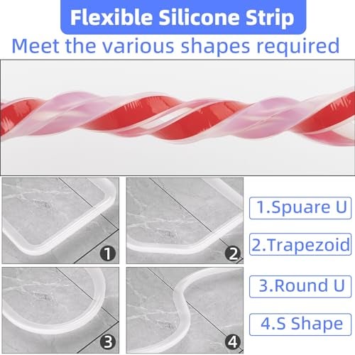 KAYLEINSTER 78 Inch Shower Threshold Water Dam Barrier, Silicone Sink Splash Guard for Kitchen Bathroom, Frameless Door Bottom Stopper, Corner Guard for Bathtub (Transparent) - Image 5