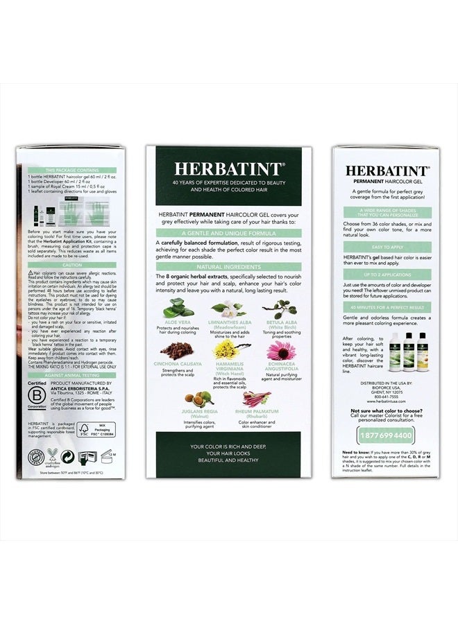 Herbatint Permanent Haircolor Gel, 4M Mahogany Chestnut, Alcohol Free, Vegan, 100% Grey Coverage - 4.56 oz - Image 2