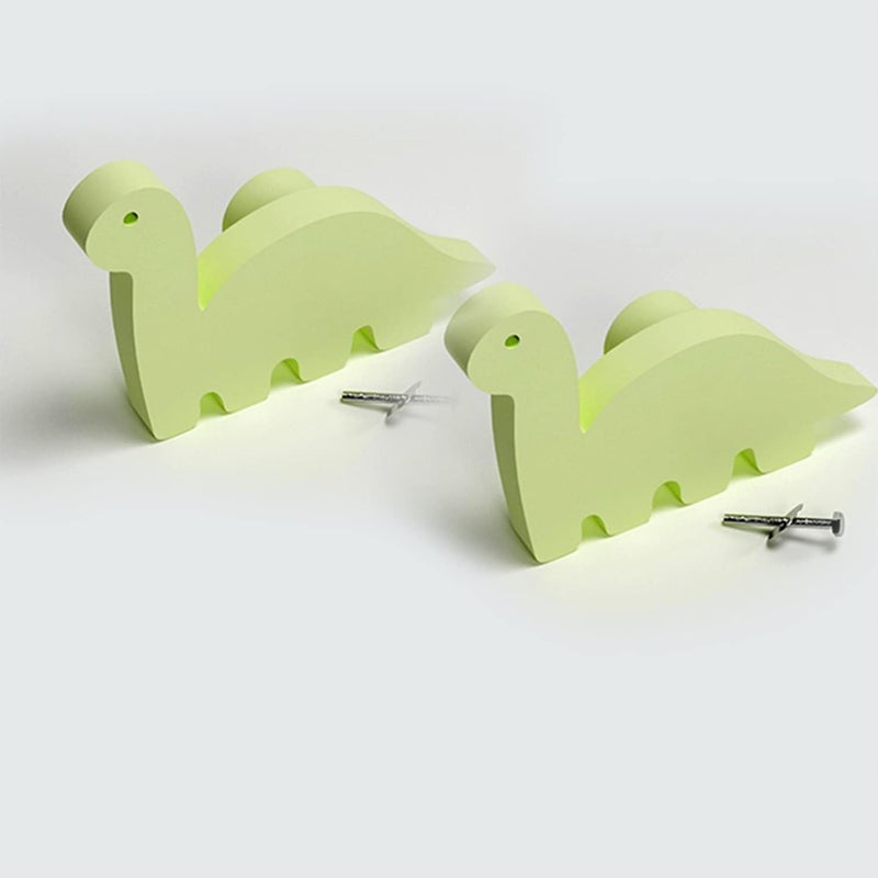 FLY FROG Dinosaur-Themed MDF Wood Knobs for Kids' Rooms, Wardrobes, Doors, and Cabinets – Set of 2 Drawer Handles (Dinosaur-Light Green) - Image 1