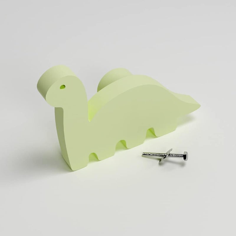 FLY FROG Dinosaur-Themed MDF Wood Knobs for Kids' Rooms, Wardrobes, Doors, and Cabinets – Set of 2 Drawer Handles (Dinosaur-Light Green) - Image 2