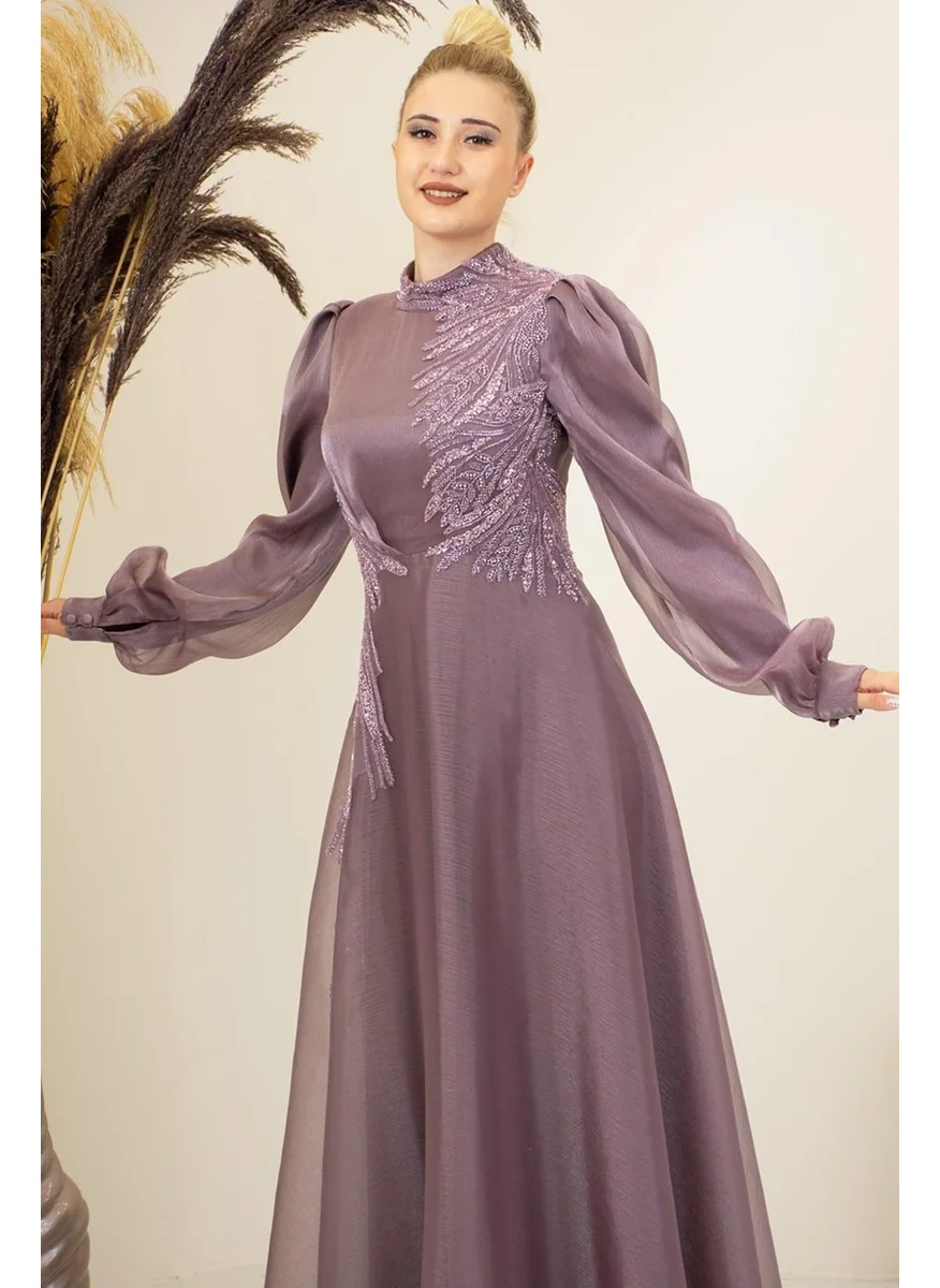 Esilanur Yağmur Hijab Evening Dress Rose Dusty