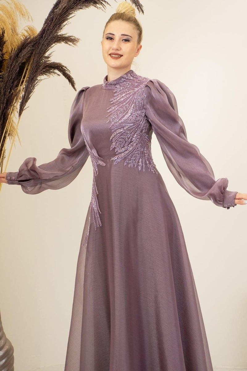 Esilanur Yağmur Hijab Evening Dress Rose Dusty  - Image 2