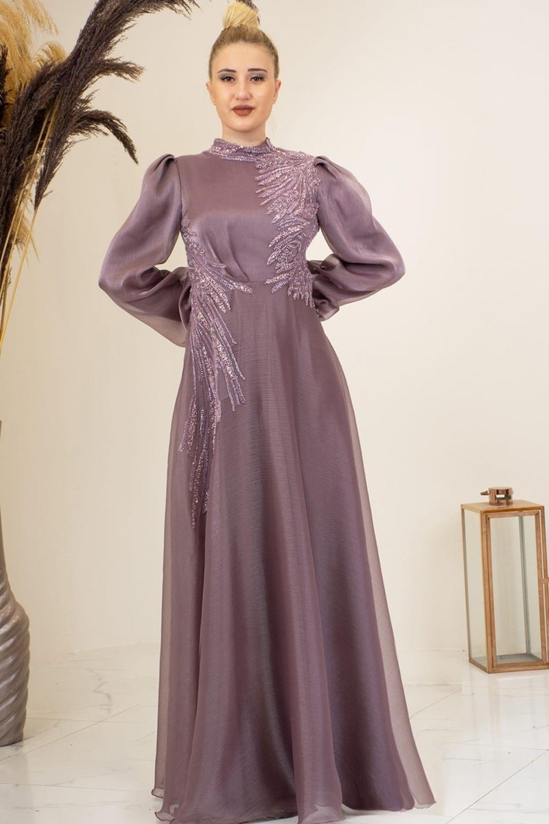 Esilanur Yağmur Hijab Evening Dress Rose Dusty  - Image 1