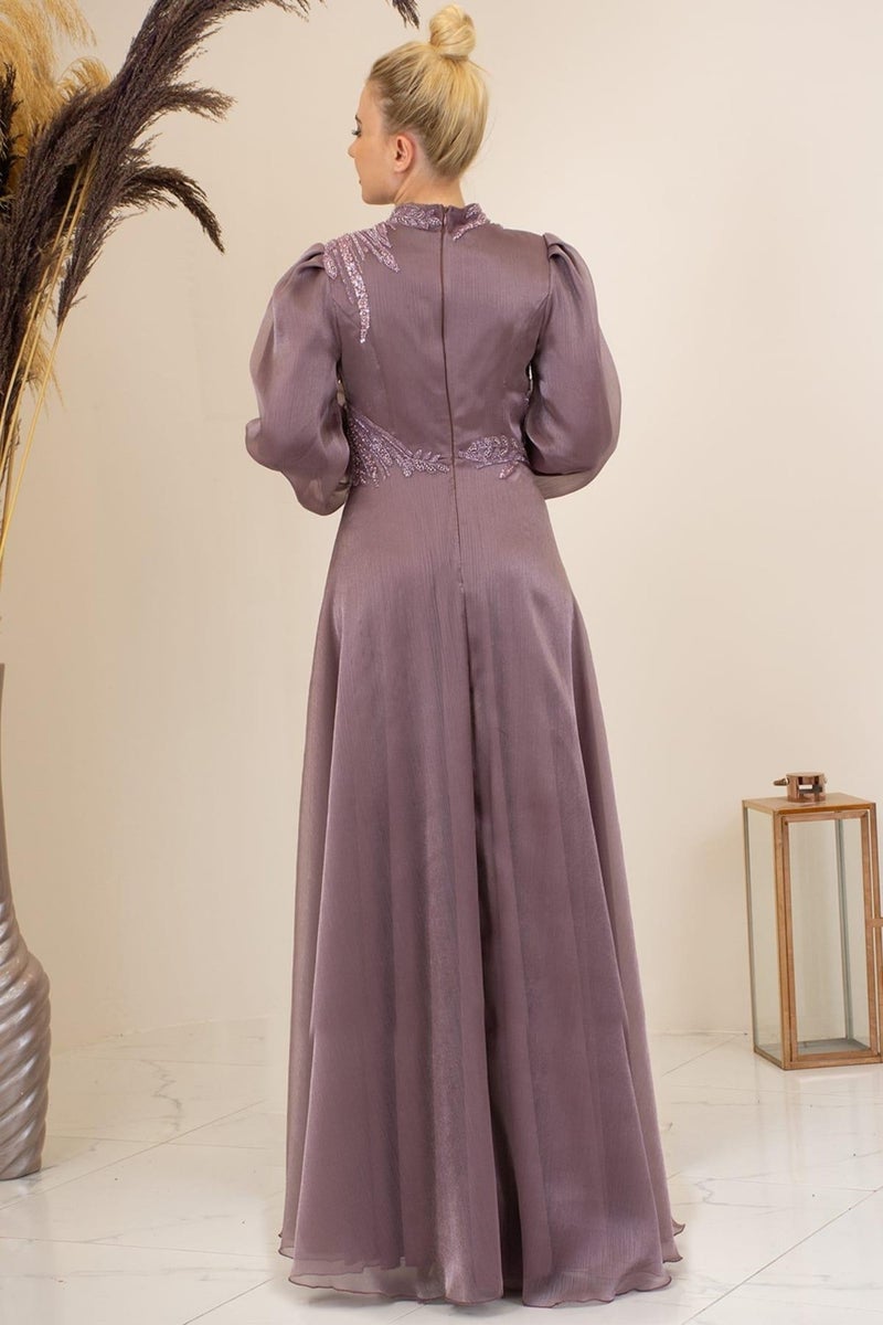 Esilanur Yağmur Hijab Evening Dress Rose Dusty  - Image 3
