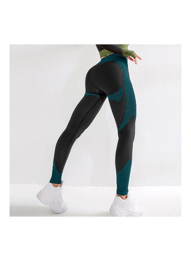 NIBEMINENT Women Yoga Pants High Waist Sporty Leggings Tights Stretch Fitness Workout Running Gym Home Body-con Crop Trousers Sportswear M 22 x 3 19cm - Image 1