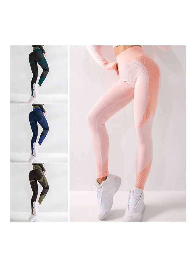 NIBEMINENT Women Yoga Pants High Waist Sporty Leggings Tights Stretch Fitness Workout Running Gym Home Body-con Crop Trousers Sportswear M 22 x 3 19cm - Image 4