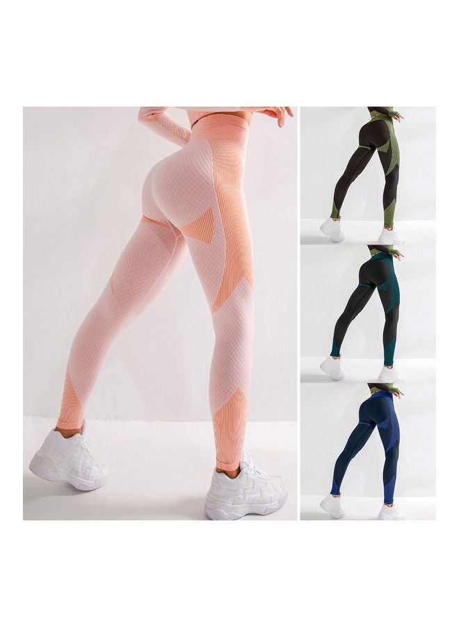 NIBEMINENT Women Yoga Pants High Waist Sporty Leggings Tights Stretch Fitness Workout Running Gym Home Body-con Crop Trousers Sportswear M 22 x 3 19cm - Image 3