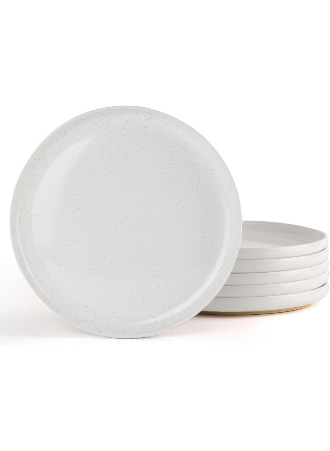 Famiware طقم أطباق عشاء من الخزف 6 قطع بحجم 10.25 بوصة، مقاومة للخدش، آمنة للاستخدام في الميكروويف وغسالة الصحون، بيضاء - Image 1