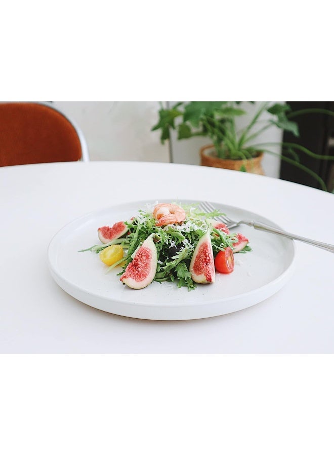 Famiware طقم أطباق عشاء من الخزف 6 قطع بحجم 10.25 بوصة، مقاومة للخدش، آمنة للاستخدام في الميكروويف وغسالة الصحون، بيضاء - Image 2