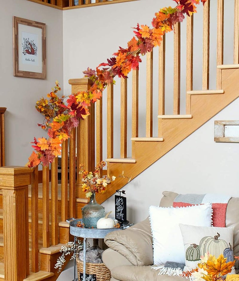 DearHouse 2 Pack Fall Garland Maple Leaf 5.9Ft/Piece 7 Colors Hanging Vine Garland Artificial Autumn Foliage Thanksgiving Decor - Image 5
