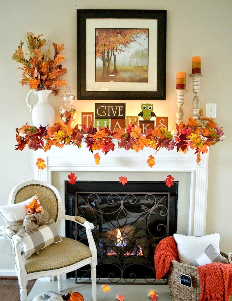 DearHouse 2 Pack Fall Garland Maple Leaf 5.9Ft/Piece 7 Colors Hanging Vine Garland Artificial Autumn Foliage Thanksgiving Decor - Image 2