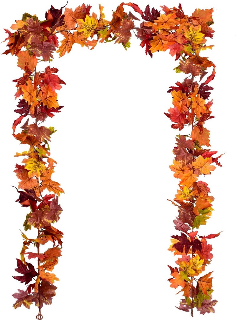 DearHouse 2 Pack Fall Garland Maple Leaf 5.9Ft/Piece 7 Colors Hanging Vine Garland Artificial Autumn Foliage Thanksgiving Decor - Image 1