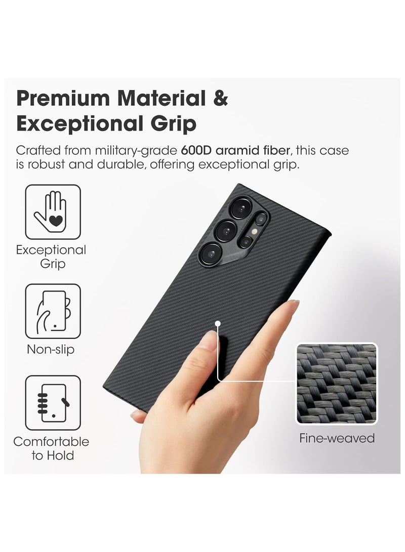 Case for Samsung Galaxy S24 Ultra with MagSafe, Slim & Light Minimalist Style Protective Cover, 1500D Aramid Fiber Made, Carbon Fiber Texture, Sunrise Blue - Image 2