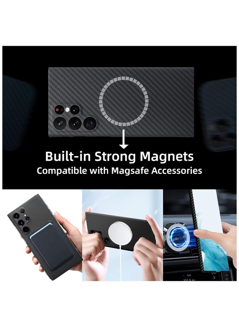 Case for Samsung Galaxy S24 Ultra with MagSafe, Slim & Light Minimalist Style Protective Cover, 1500D Aramid Fiber Made, Carbon Fiber Texture, Sunrise Blue - Image 5