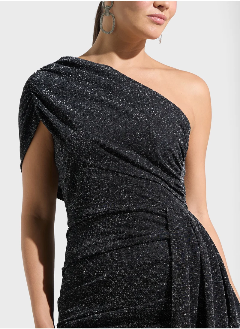 ايلا ليمتد اديشن One Shoulder Shimmer Dress With Side Trail