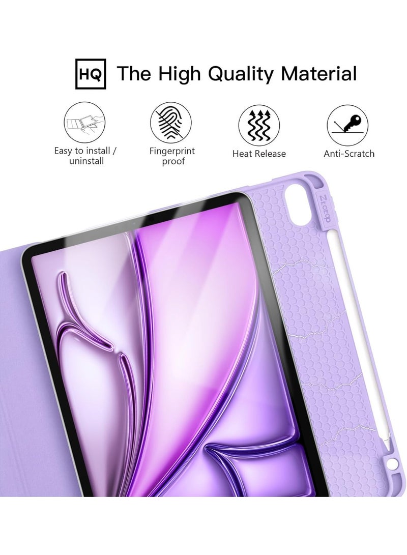 ACLIX iPad Air 11 Inch (M2) Case & iPad Pro 11 Inch Cover (1st/2nd/3rd/4th Generation), iPad Cover With Pen Slot, Shockproof Y Folding Stand, Transparent Tpu Protective Case, Flip Cover Stand Smart Wake-Up/ Free Aed 23 Anti-Glare Protective Film - Purple - Image 2