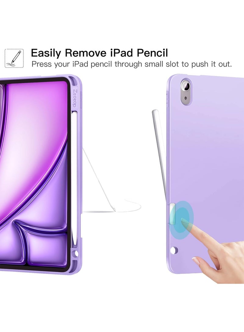 ACLIX iPad Air 11 Inch (M2) Case & iPad Pro 11 Inch Cover (1st/2nd/3rd/4th Generation), iPad Cover With Pen Slot, Shockproof Y Folding Stand, Transparent Tpu Protective Case, Flip Cover Stand Smart Wake-Up/ Free Aed 23 Anti-Glare Protective Film - Purple - Image 4
