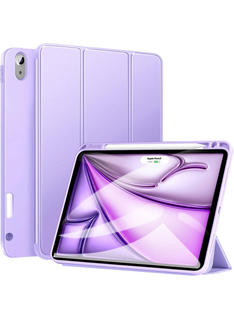 ACLIX iPad Air 11 Inch (M2) Case & iPad Pro 11 Inch Cover (1st/2nd/3rd/4th Generation), iPad Cover With Pen Slot, Shockproof Y Folding Stand, Transparent Tpu Protective Case, Flip Cover Stand Smart Wake-Up/ Free Aed 23 Anti-Glare Protective Film - Purple - Image 1