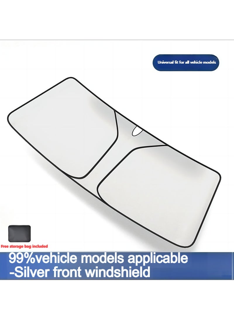 Car Windshield Sunshade 140cm x 70cm Keep Your Car Cool Visor Sunshade Foldable Reflective Blackout Panels for Most Cars SUVs - Image 1