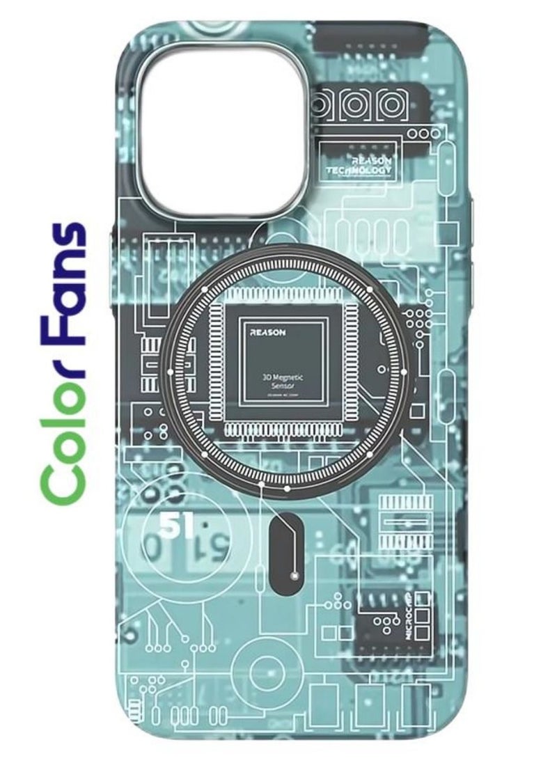 جراب مغناطيسي لاسلكي من Luminous Tech Circuit Board لهاتف iPhone 13 Pro Max مقاس 6.7 بوصة