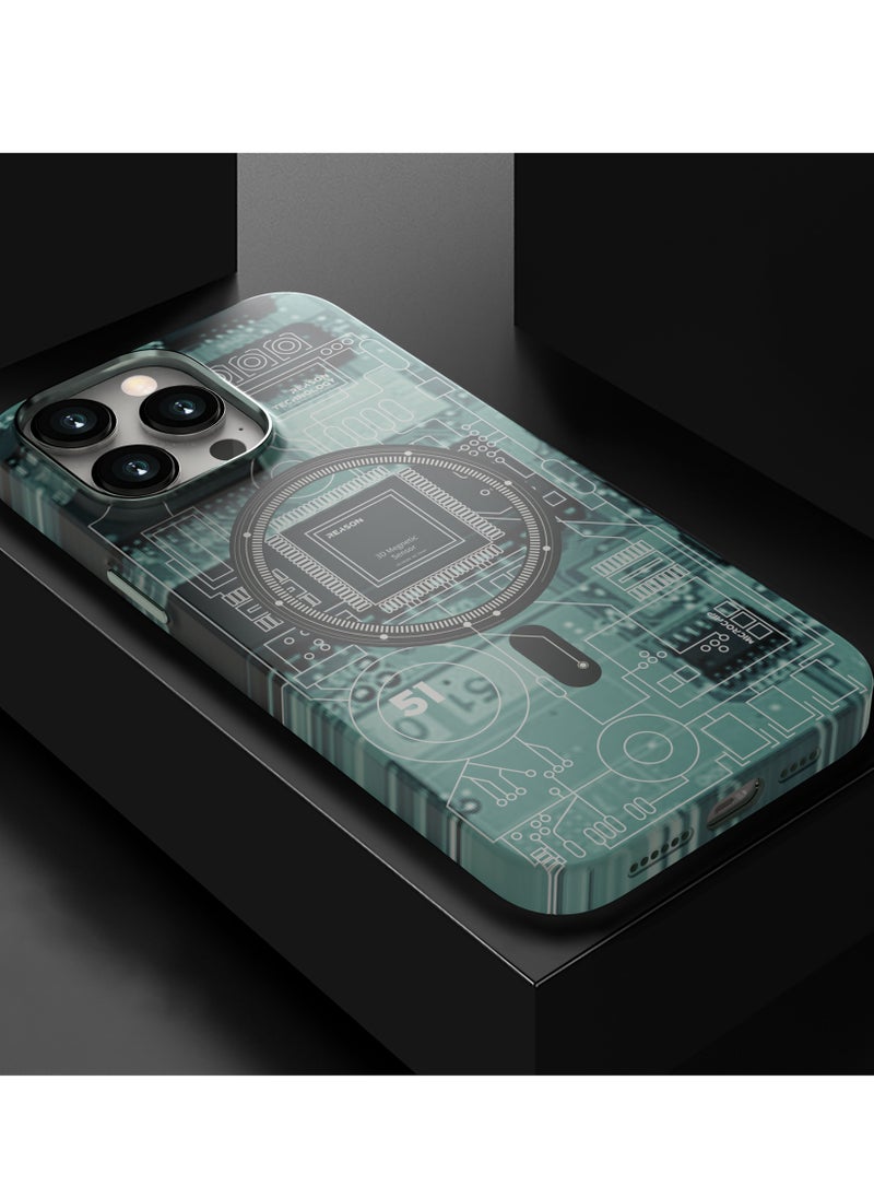 جراب مغناطيسي لاسلكي من Luminous Tech Circuit Board لهاتف iPhone 13 Pro Max مقاس 6.7 بوصة