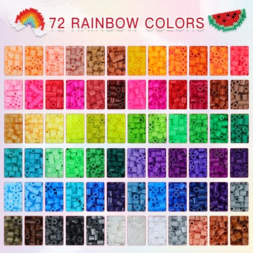 QUEFE Fuse Beads Kit of 72 Assorted Colors, 15000 5mm Beads Craft Kit Including Pegboard, Melting Beads, Ironing Paper, Tweezers & Colorful Hooks, Great Creative Arts and Crafts Set for Girls - Image 3
