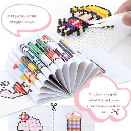 QUEFE Fuse Beads Kit of 72 Assorted Colors, 15000 5mm Beads Craft Kit Including Pegboard, Melting Beads, Ironing Paper, Tweezers & Colorful Hooks, Great Creative Arts and Crafts Set for Girls - Image 4