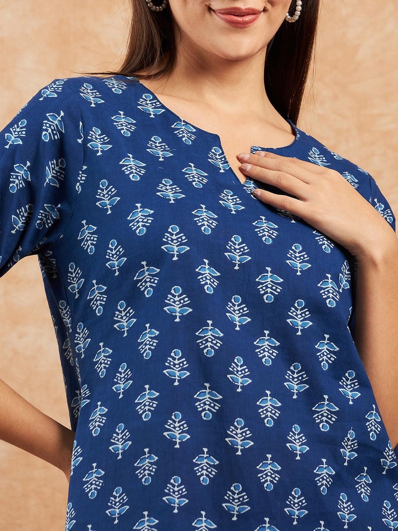 Pivl Women Printed Blue Night Suit Set_M - Image 5