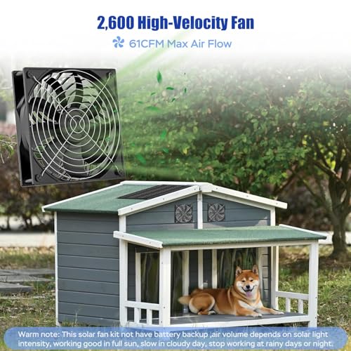 MARBERO 47 Inch Solar Powered Fan Kit 15W Solar Panel with 2 Waterproof Fans Intake or Exhaust Air Fan wtih 13 Ft Cable for Outside Backyard Chicken Coops Greenhouses Dog Houses Pet Houses - Image 3