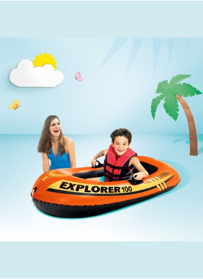 Plynox Explorer 100 Inflatable Boat 1 Person Youth Kids Pool Lake Inflatable Raft Row Boat Rigid Design, and Bow Tow Rope  - Image 5