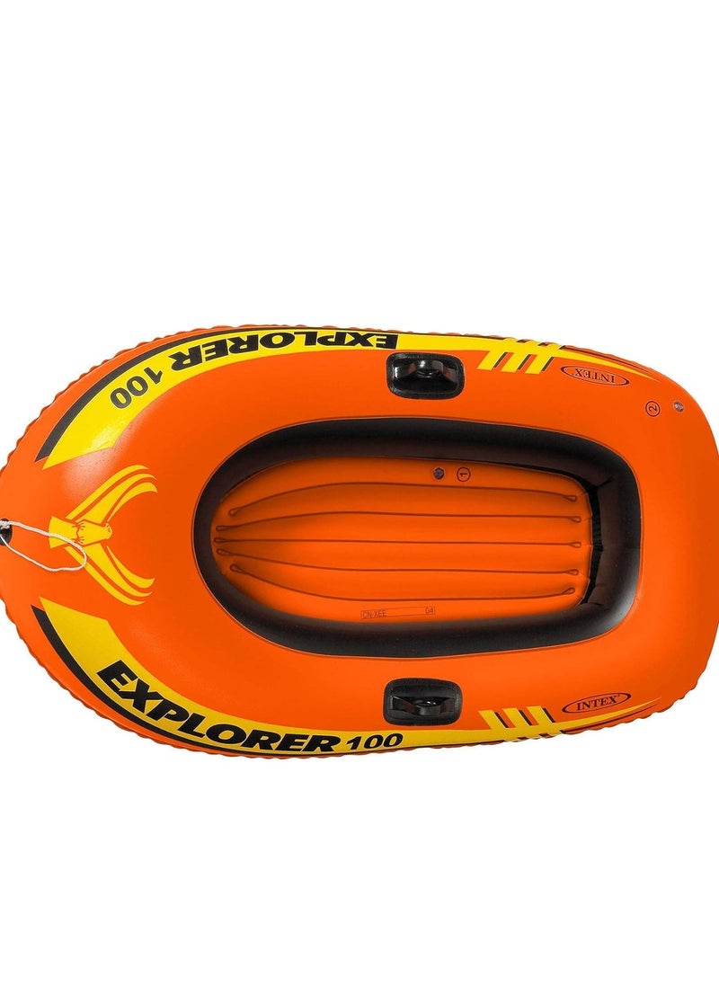 Plynox Explorer 100 Inflatable Boat 1 Person Youth Kids Pool Lake Inflatable Raft Row Boat Rigid Design, and Bow Tow Rope  - Image 4