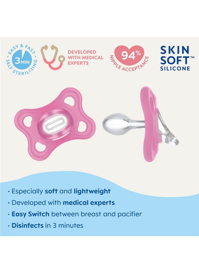 MAM MAM Comfort Pacifiers, Newborn Pacifiers (2 Pack) 3-6 Months, Best Pacifier for Breastfed Babies, Girl Silicone  - Image 2
