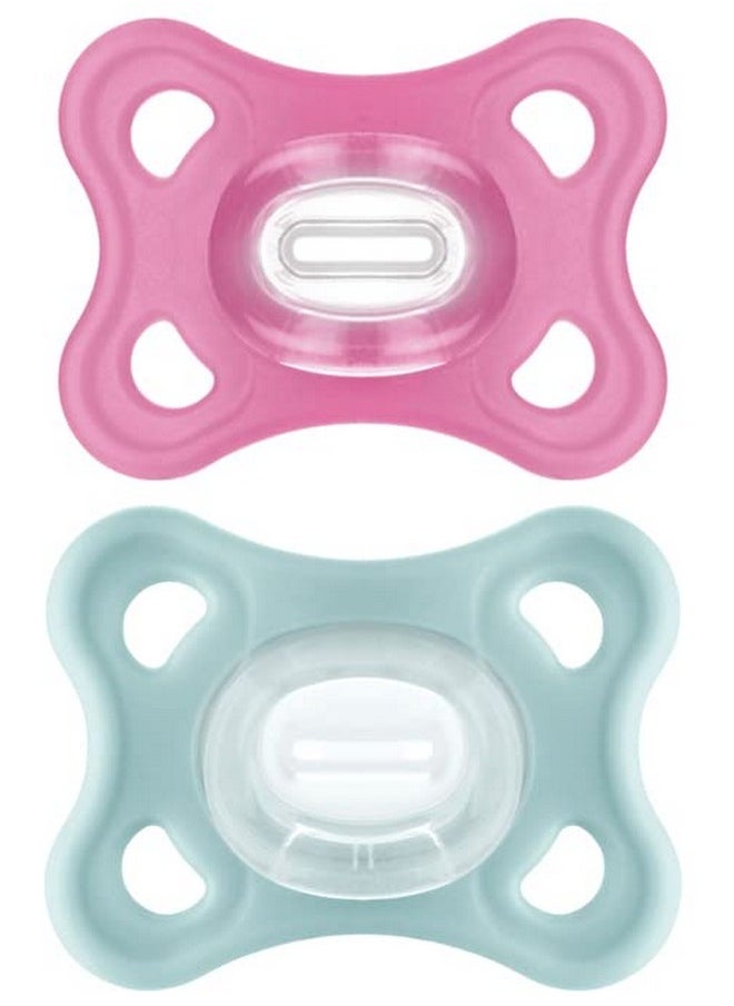 MAM MAM Comfort Pacifiers, Newborn Pacifiers (2 Pack) 3-6 Months, Best Pacifier for Breastfed Babies, Girl Silicone  - Image 1