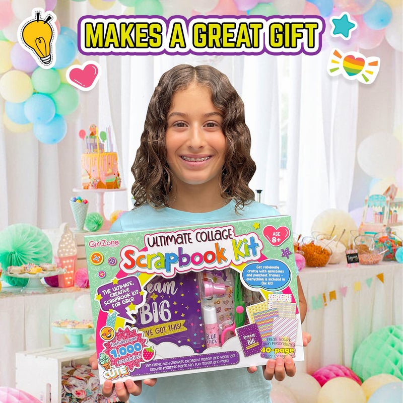 GirlZone Ultimate Collage Scrapbook Kit, Includes Scrapbook Stickers and Fun Scrapbook Accessories to Make an Amazing 40-Page Photo Album Scrapbook, Perfect for Valentine and Easter Gifts - Image 5