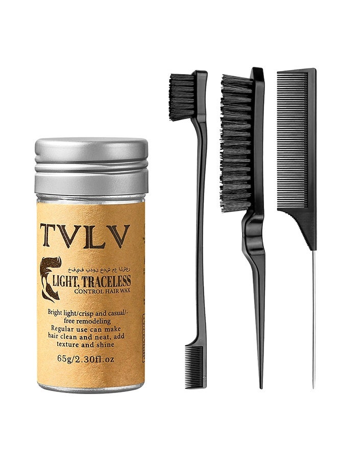 TVLV Light,Traceless Control Hair Wax Stick, Hair Styling Wax Set - Strong Hold Non-Greasy for All Hair Types | Includes Slick Stick & 3 Combs,65g - Image 1