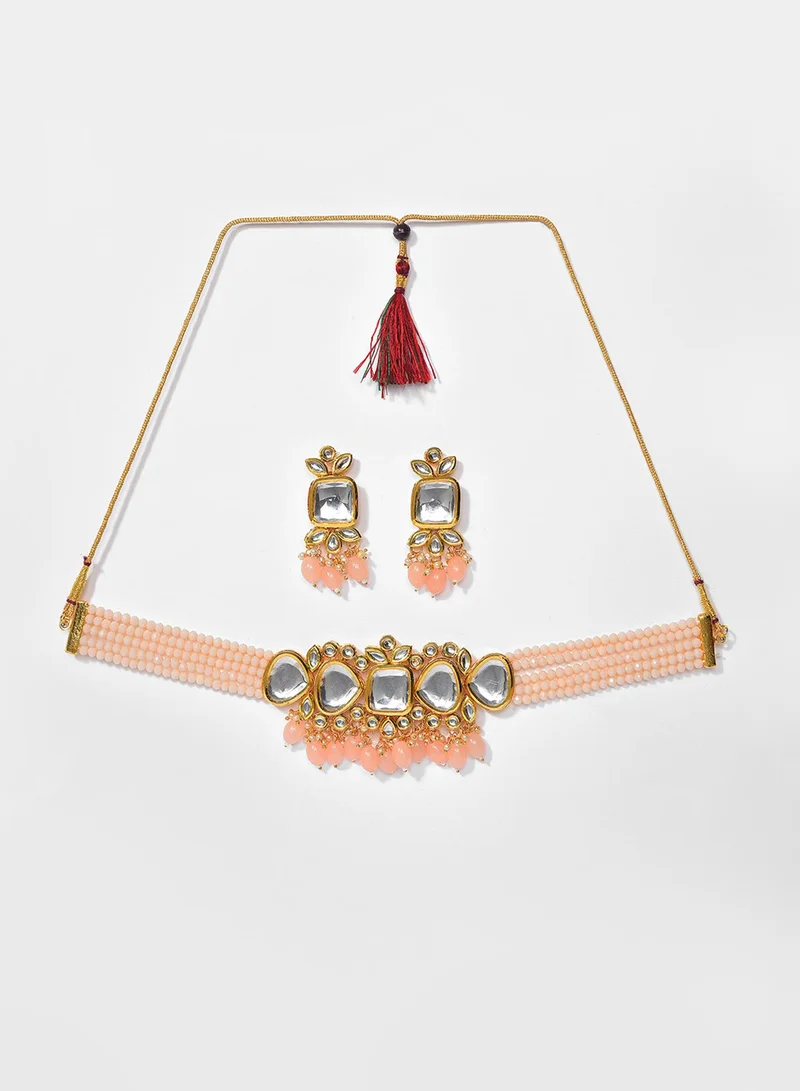 سوهي طقم مجوهرات صناعية مرصع بالأحجار والخرز