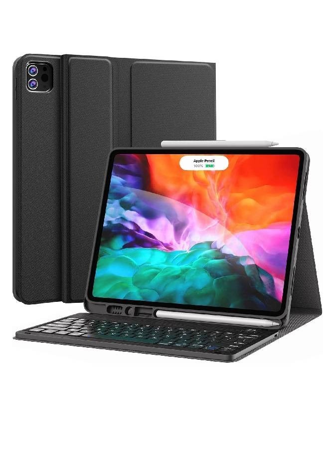 For iPad Pro 12.9 Keyboard Case 2022 2021 2020 2018, Slim Shell Lightweight Cover with Magnetically Detachable Wireless Keyboard for iPad Pro 12.9 Inch 6th 5th 4th 3rd