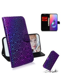 HuHa Case Cover For Asus Zenfone 6 ZS630KL Solid Color Colorful Magnetic Buckle Horizontal Flip PU Leather Case with Holder & Card Slots & Wallet & Lanyard Purple 