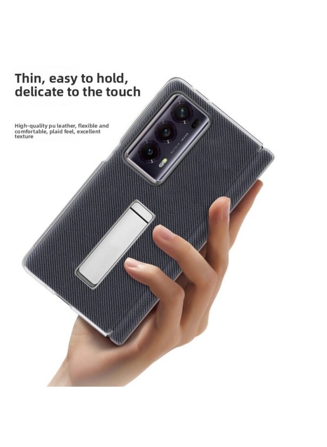 Generic - Applicable To Glory MagicVS2/V2/V3/VS3 Middle Axis Magnetic Hinge Ultra-thin Full-cover Anti-fall Leather Protective Cover-Color:Ultra-thin Magnetic Hinge [matching Face Frame] Plain Leather Cyan-Applicable Models:For HuaweiMate X6 - Image 1