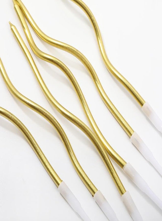 Sajani 6 Pieces Twisty Birthday Candles, Spiral Cake Candles, Metallic Curly Candles with Holders, Candles for Birthday, Baby Shower, Wedding Party & Cake Decoration (Multicolor) (Golden) - Image 4