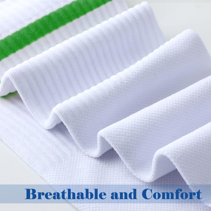 Chuarry 4 Pairs Compression Striped Socks for Women Men 15-20 Mmhg Athletic White Knee High Stockings with Retro Colorful Stripes Cotton Support Long Socks for Sports Gym Training Running Hiking - Image 5