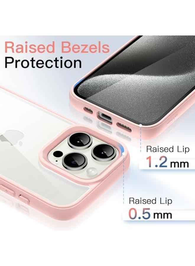 جي تيك جراب لهاتف iPhone 15 Pro مقاس 6.1 بوصة، غطاء ممتص للصدمات مقاوم للصدمات بلون سادة وإطار TPU غير لامع ومضاد للخدش وظهر شفاف وردي - Image 5