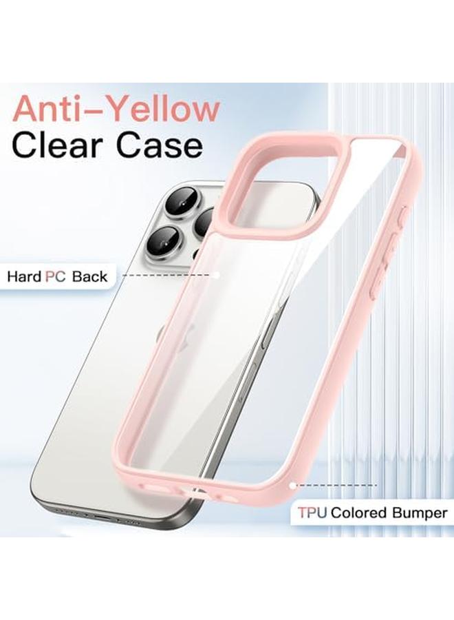 جي تيك جراب لهاتف iPhone 15 Pro مقاس 6.1 بوصة، غطاء ممتص للصدمات مقاوم للصدمات بلون سادة وإطار TPU غير لامع ومضاد للخدش وظهر شفاف وردي - Image 3