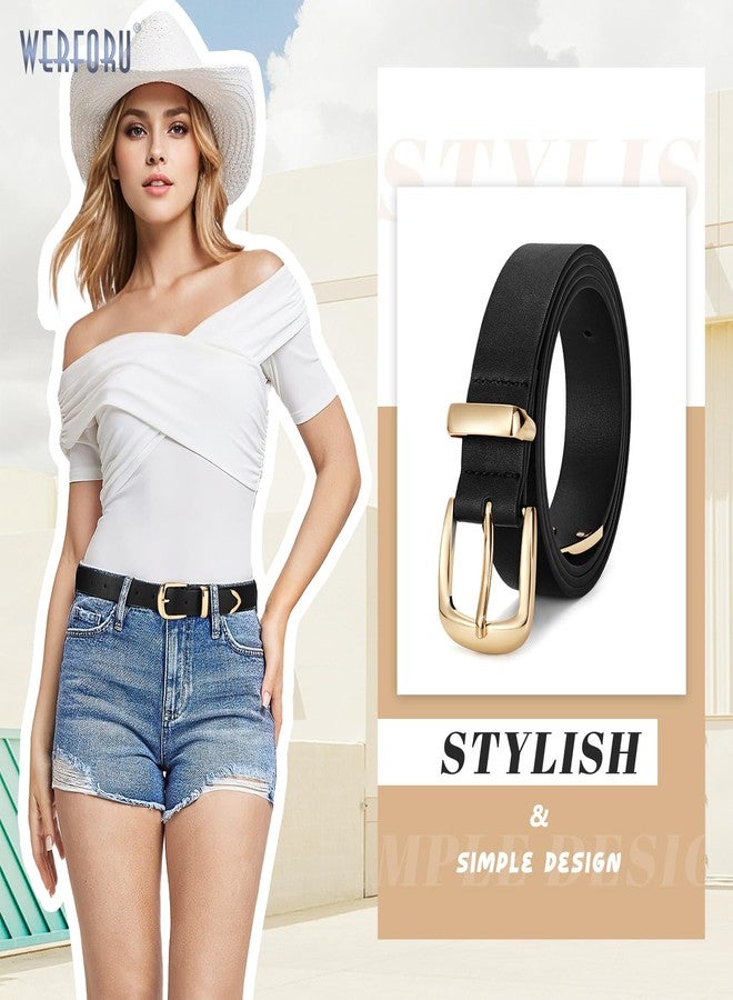 WERFORU Women Belt Fashion Leather Waist Belt for Pants Jean Women Leather Belts with Gold Buckle,A-Black-Gold,Fit Waist Size 31-36 Inches - Image 2