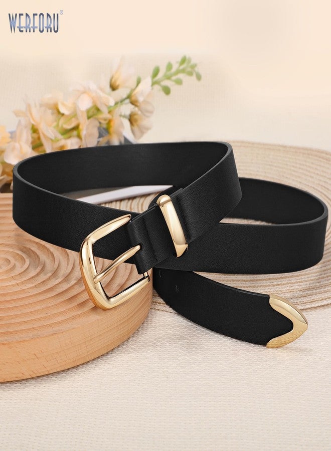 WERFORU Women Belt Fashion Leather Waist Belt for Pants Jean Women Leather Belts with Gold Buckle,A-Black-Gold,Fit Waist Size 31-36 Inches - Image 5