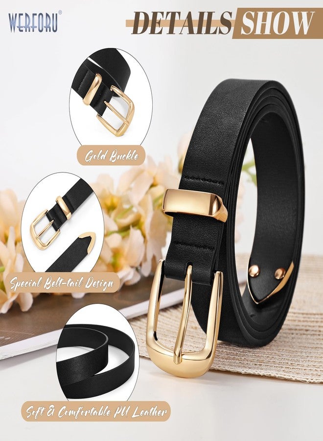 WERFORU Women Belt Fashion Leather Waist Belt for Pants Jean Women Leather Belts with Gold Buckle,A-Black-Gold,Fit Waist Size 31-36 Inches - Image 4