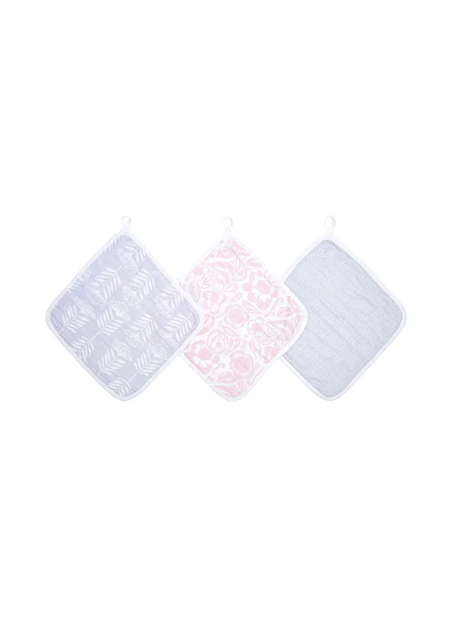 aden + anais Essentials Washclothpack of 3, Damsel, 100% Cotton Muslin, Bath And Shower Flannel For Babies, Unisex Gift Set For A Baby Shower, Wash Essentials For Newborns