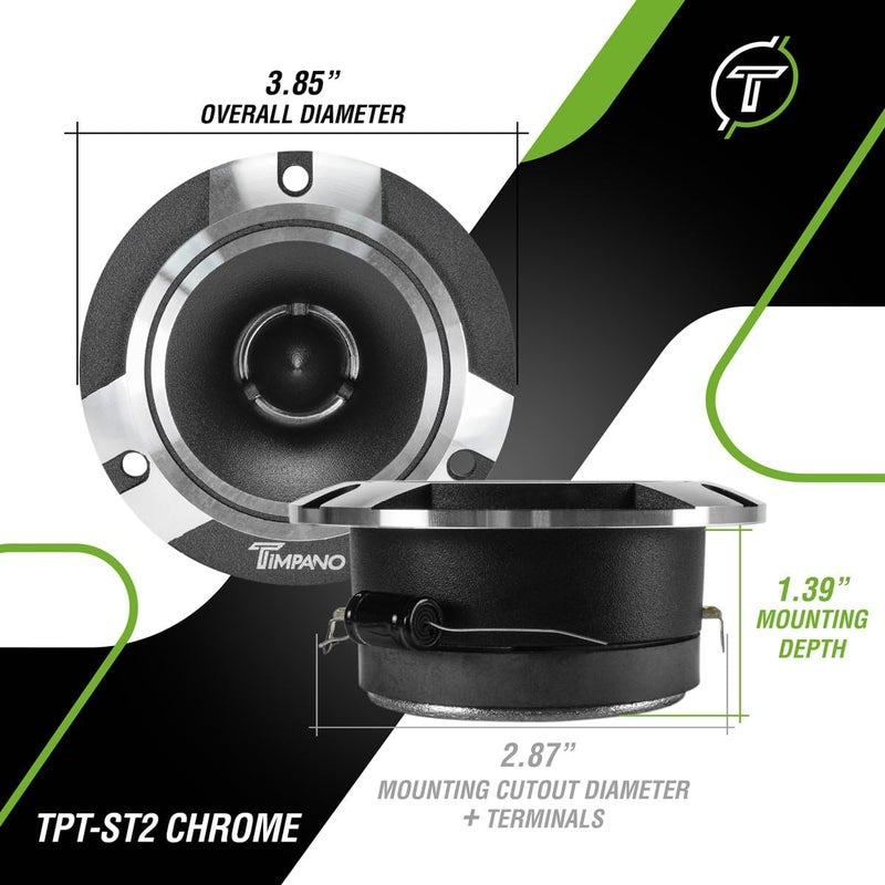 Timpano 2 x TPT-ST2 4" Super Loud Tweeters Silver Titanium Bullet 480 Watts - Image 4