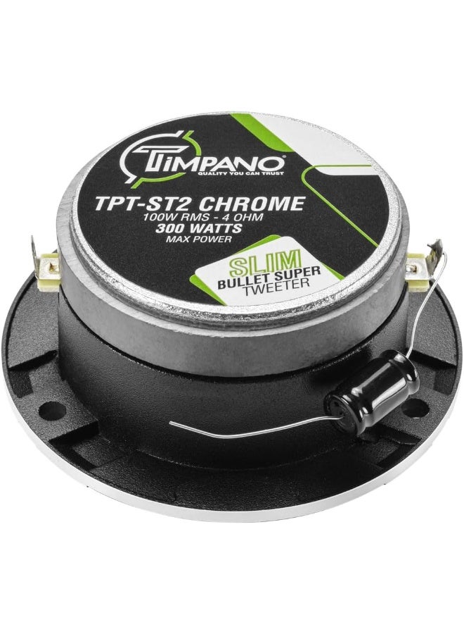 Timpano 2 x TPT-ST2 4" Super Loud Tweeters Silver Titanium Bullet 480 Watts - Image 5