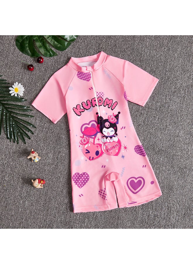 Generic Summer Children's Swimwear Girls' Small And Medium-sized Children's Swimwear Swimwear Cartoon Boys' Short-sleeved Suit-Color:9802#+swimming Cap-Size:3XL 130-140CM  - Image 5